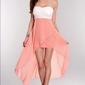Strapless High-low Lattice Back Dress